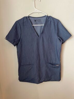 FIGS Steel Blue Scrub Set Casma Top S Livingston Pants M/P